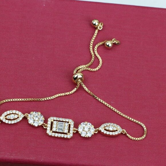 Elegant Rose Gold A-Bracelet with Sparkling Stones, Adjustable Size, XPAB0648 - Picture 12 of 12